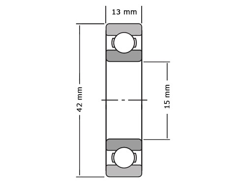 Wellenlager 15x42x13 mm für VW Oldtimer